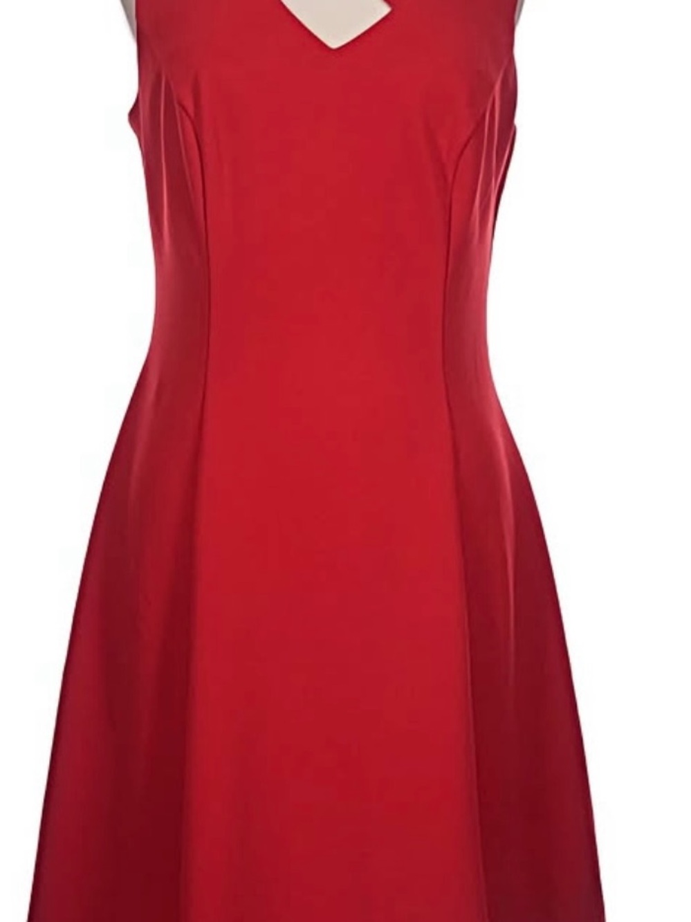 Roz & Ali Vibrant Red V-Neck Fit-and-Flare Midi Dress